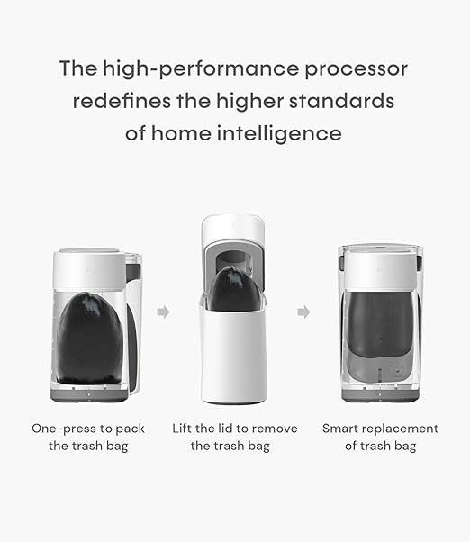 TOWNEW T3 Slim Automatic Infrared Motion Sensor Trash Can with Lid, Self Sealing & Changing, 3.4-Gal Waterproof, White, Touchless Trash Cans with Lids