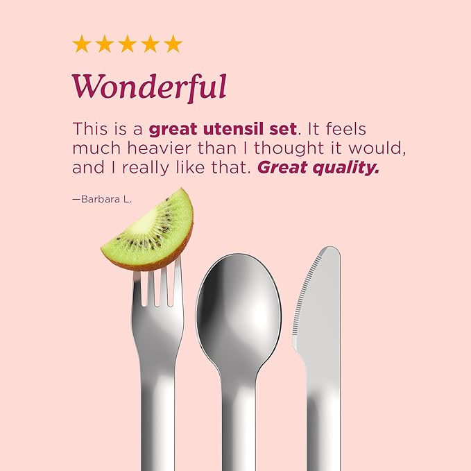 ZOKU Pocket Utensil Set, Purple - Stainless Steel Fork, Knife, and Spoon Nest in Case - Portable Design for Travel, School, Work, Picnics, Camping and Outdoor Home Use