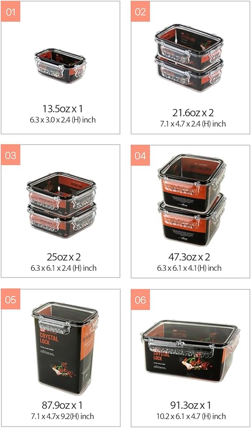 Airtight Food Storage Containers with Lids Gift Set (9 pack) BPA-Free | Clear | Microwave, Freezer and Dishwasher Safe | Leak-Proof | Kitchen Fridge Organizer Fruit Boxes | Fresher Food