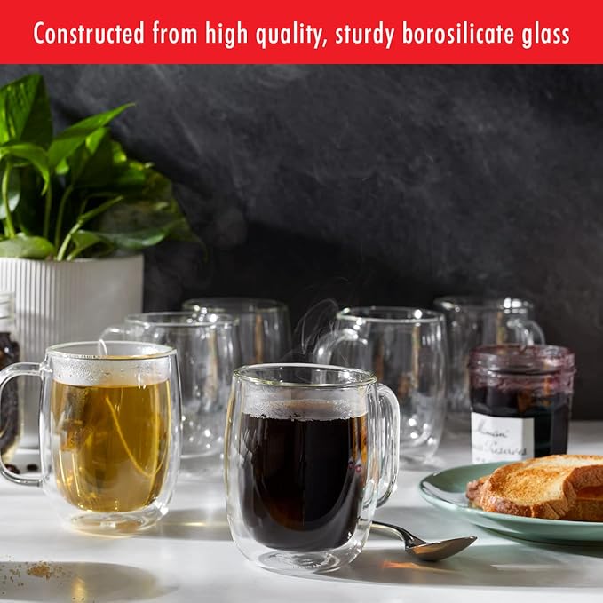 ZWILLING Sorrento Plus 2-pc Double-Wall Glass Coffee Mug Set, Clear