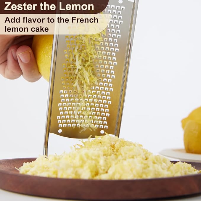 Upgraded Lemon Zester & Cheese Grater,Food Grade Stainless Steel None-Slip Handle Grater for Chocolate, Ginger and Garlic,Durable and Easy-To-Clean(Dishwasher Safe)