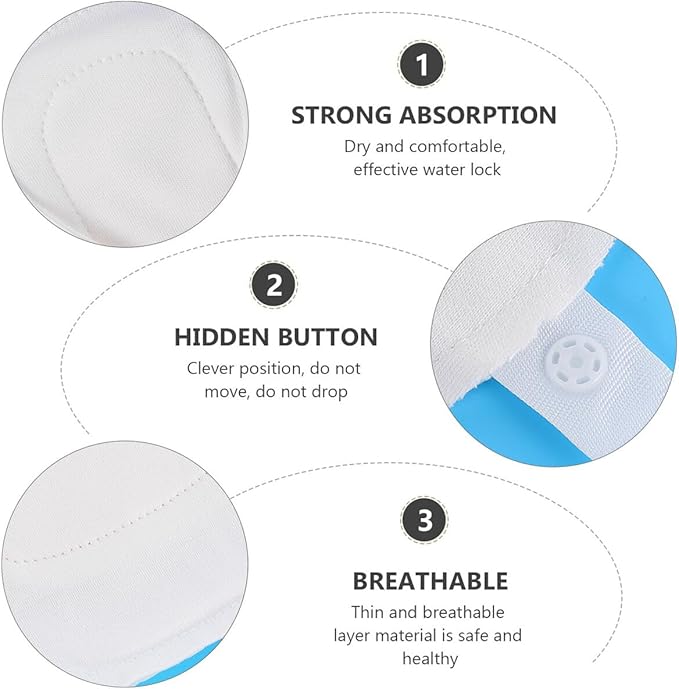 VALICLUD 2pcs Reusable Sanitary Towels Pads Washable Cotton Women Sanitary Napkin Leakproof Absorbent Undyed Organic Cloth for Menstrual Protection