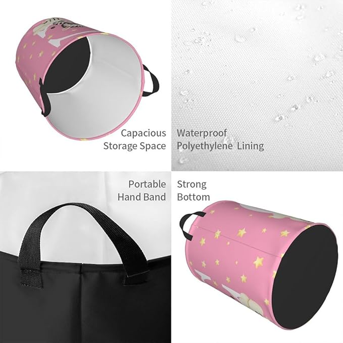 callie Personalized Animal Laundry Basket for Kids Baby, Waterproof Collapsible Cute Laundry Hamper, Clothes Toys Storage Bin for Bedroom Nursery (13.8" x 16.5", 15.7" x 19.6")