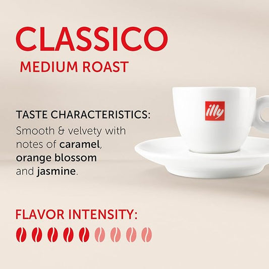 illy E.S.E. Coffee - Single-Serve Pods – Classico Medium Roast - Notes Of Chocolate & Caramel - For E.S.E Machines - Extraordinary Aroma & Body – 18 Count