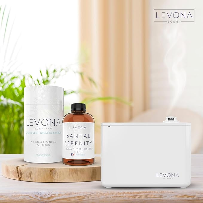 Levona Scent Essential Oils - Scents for Home, Hotel & Office Use - Perfect for Home Diffuser & Humidifiers - Aroma Fragrance Oil, Ideal for Massage, Relaxation, and Spa - Santal Serenity, 700ml