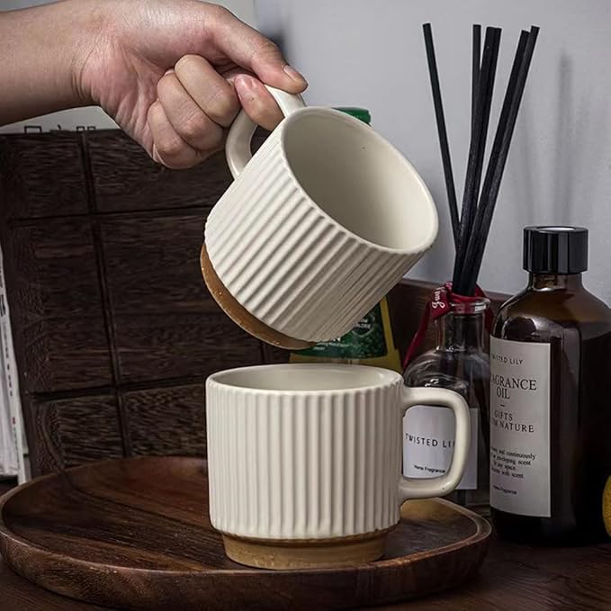 Ceramic Mug 2Pcs, Ceramic Coffee Cups,milk cup, Ceramic mugs for home and office,Microwave safe milk coffee cup