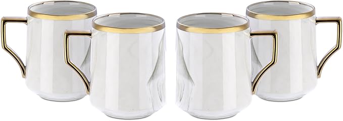 20 Piece Plates and Bowls Sets, Fine China Artisan Marbled Dinner Set for 4, Dishwasher Safe, Scratch Resistant, Grey with Gold Line