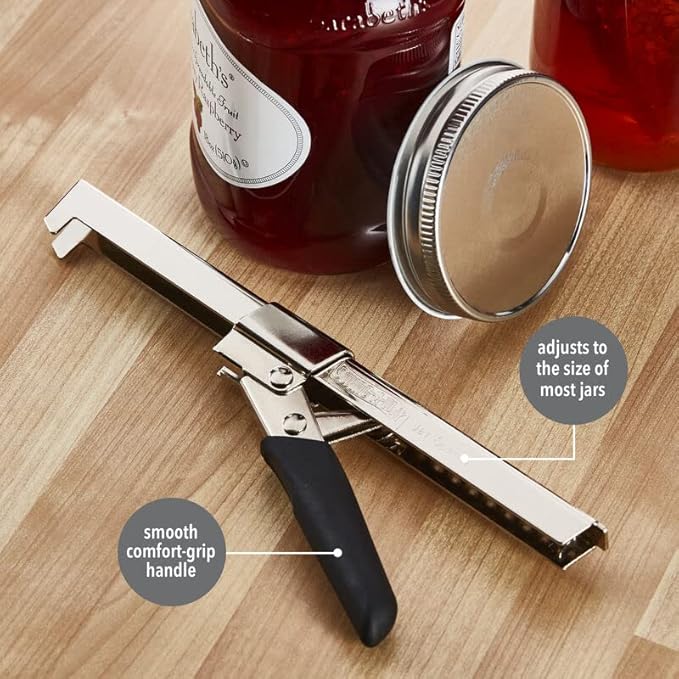 Comfort Grip Jar Opener, 7.5-Inch, Adjustable Multifunctional Stainless Steel Can Opener with Gripper, Arthritis Friendly Soft Rubber Grip Handle, Kitchen Accessories (Red)