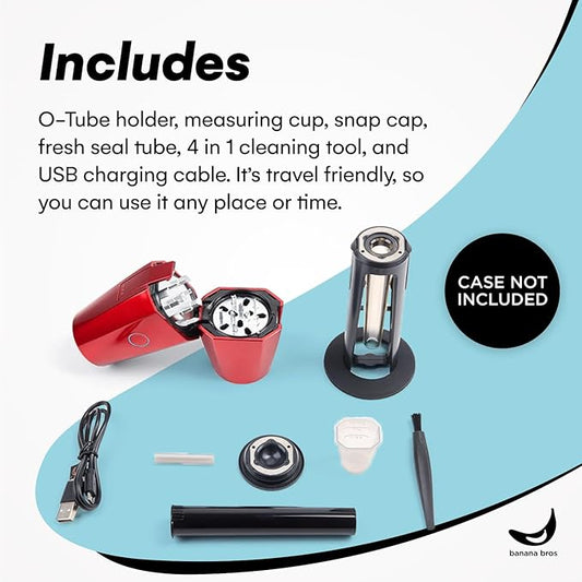 Banana Bros OTTO Electric Smart Spice Grinder - Automatic Herb Grinder with Smart Technology - Rechargeable via USB - Portable Milling for Dry Herbs and Spices - Red - No Carrying Case