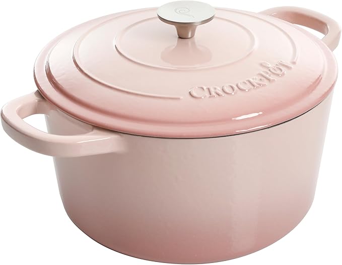 Crock-Pot Artisan Round Enameled Cast Iron Dutch Oven, 7-Quart, Blush Pink