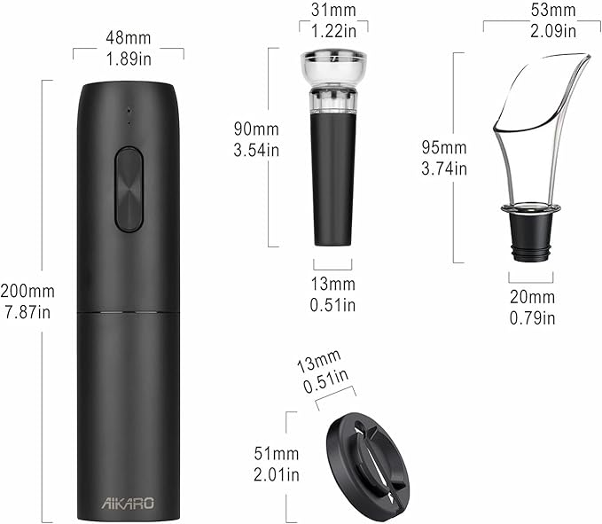 AIKARO - Electric Wine Bottle Opener Automatic Corkscrew, Rechargeable (Set A)
