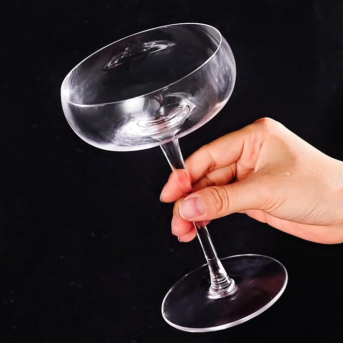 KAMMAK Martini Glasses Set of 2, 8.12 oz Clear Crystal Cocktail Glasses with Stem, Reusable Cocktail Glassware for Wedding Birthday Party, Bar, Margarita, Whiskey, Gin, Tequila, Zhuofan 2065