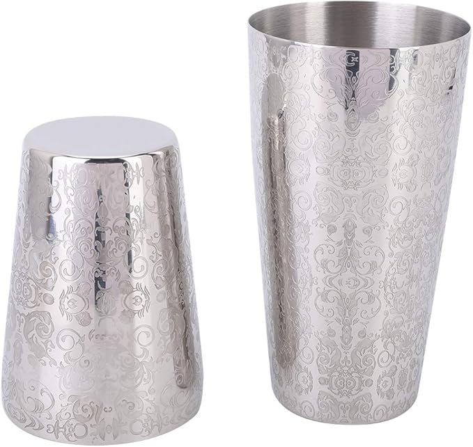 Tyenaza 304 Stainless Steel Cocktail Shaker Set Boston Shaker Bartender Bar Tool Silver