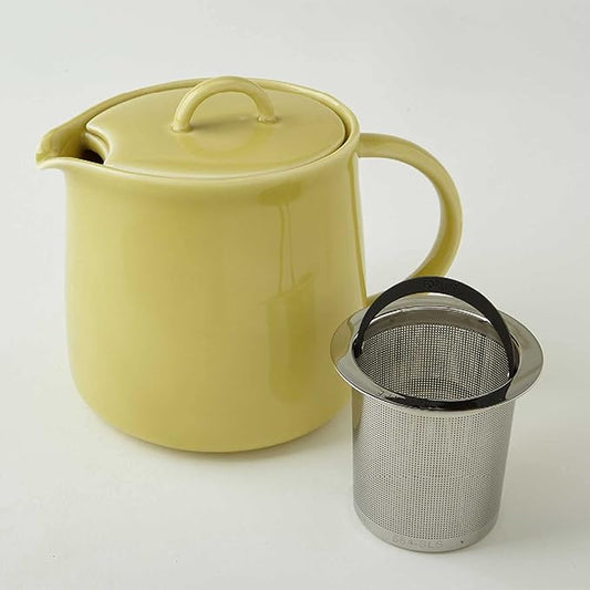 Fourlife 620 Lmc Lemoncello D'Anjou Teapot, Pottery, 19.1 fl oz (591 ml), 3 Cups, Includes Tea Strainer, Microwave and Dishwasher Safe, Yellow, Yellow