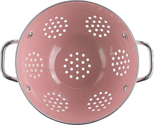 Calypso Basics by Reston Lloyd Enameled Colander & Vegetable Strainer, 5 Quart, Pink