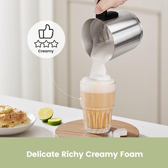 Gevi Hot Chocolate Maker with 5 in 1 Milk Frother and Steamer, Professional Milk Steamer, 17 oz/3.5 oz, Stainless Steel, Hot and Cold Milk Frother for Latte, Macchiato, Cappuccino and Hot Chocolate