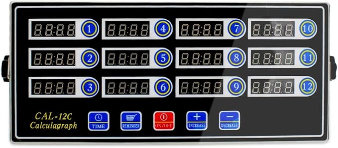 Commercial 12 Channel Kitchen Timer Digital Restaurant Timers Professional LED Adjustable Alarm Cooking Reminder