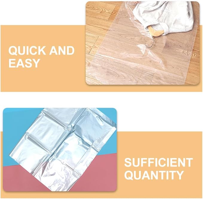 VICASKY 12pcs Clear Garment Rack Cover with Hanger Opening Transparent Dress Protectors Shoulder Protector Covers Disposable Clothing Storage Bags for Dry Cleaners and Home Use