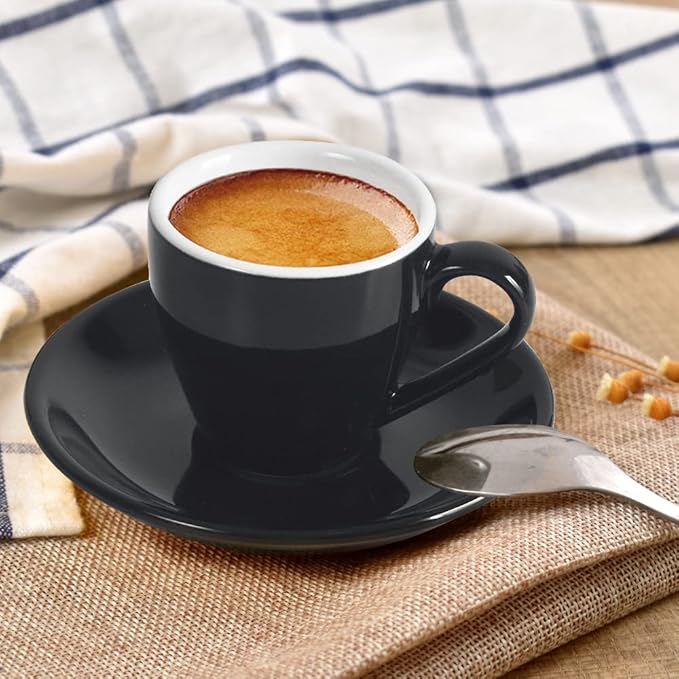 Porcelain Espresso Cup with Saucer, Espresso shot Cup, 80ml/2.7Oz, Black…