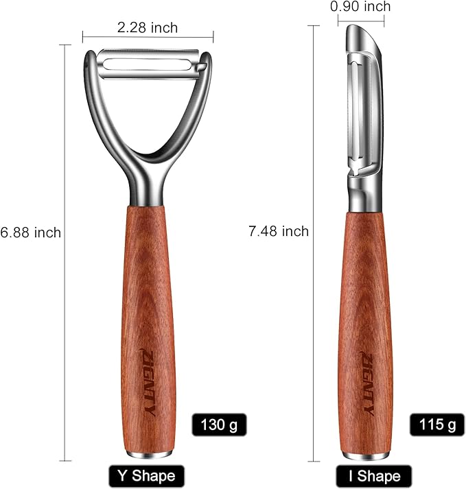 Premium Vegetable Peeler Stainless Steel,Ultra Sharp Potato Peelers for Kitchen, Swivel Blade Veggie Fruit Peeler, Carrot Cucumber Peeler with Ergonomic Wood Handle Y Peeler(5 Years Warranty)