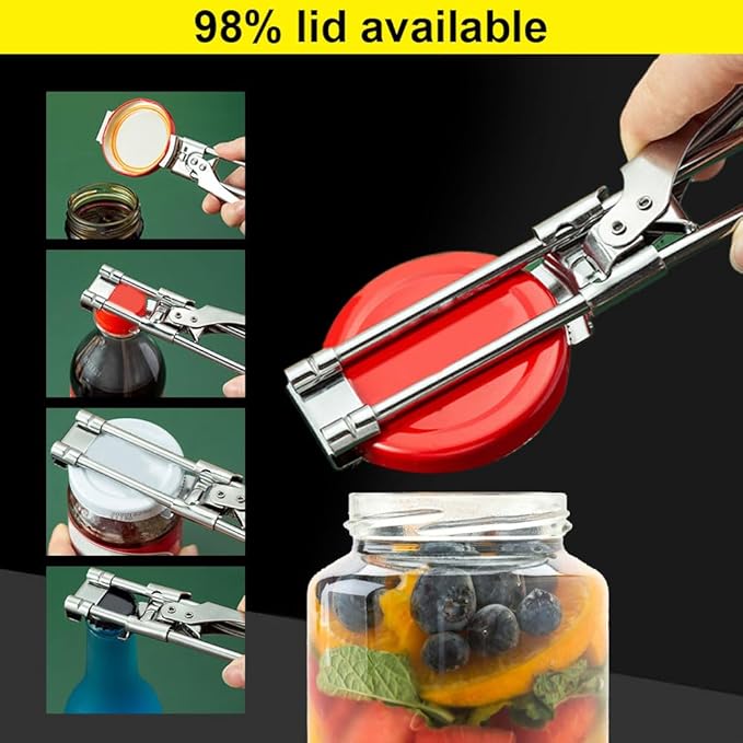 Jar Opener for Weak Hands, 2026 New Adjustable Stainless Steel Jar Opener Multifunctional Can Opener, Jar Lid Opener for Weak Hands, Jar Lid Gripper Bottle Opener Kitchen Accessories (2)