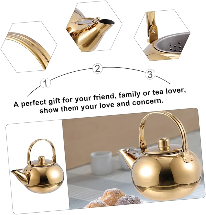 ABOOFAN Stainless Steel Tea Kettle Filter Screen Capacity for Induction Electric and Gas Stoves Practical Teapot for Brewing Loose Leaf and Tea Bags