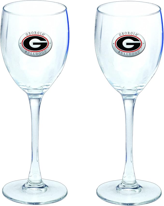Heritage Pewter Georgia Bulldogs Glass Goblets β Set of 2 | 12 Ounce Goblet Wine Glasses, Expertly Crafted Pewter Glass