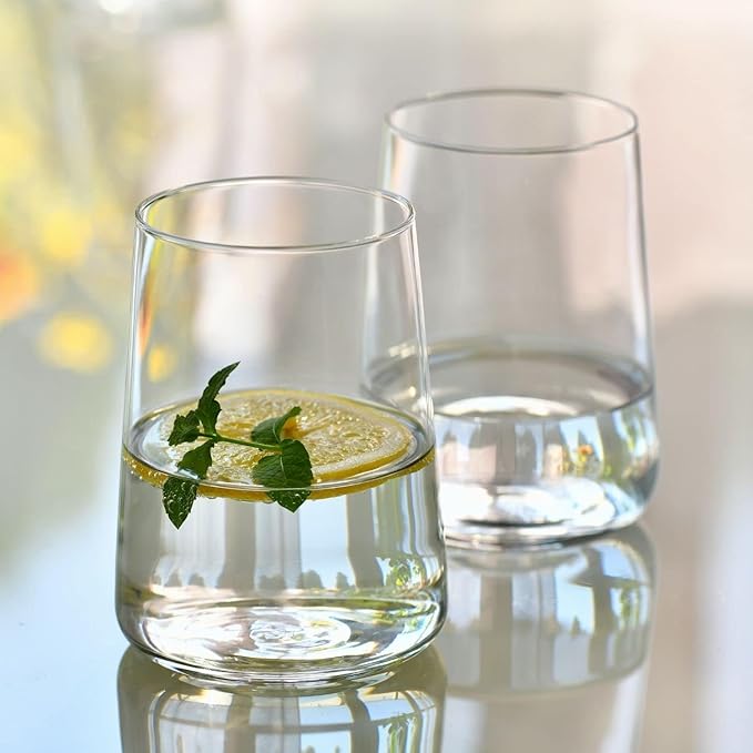 Krosno Glasses for Water, Juices and Other Drinks | Elegant Design | Set of 4 | Capacity 16.6 fl oz | Infinity Collection | Ideal for Home, Restaurant, Parties | Dishwasher Safe