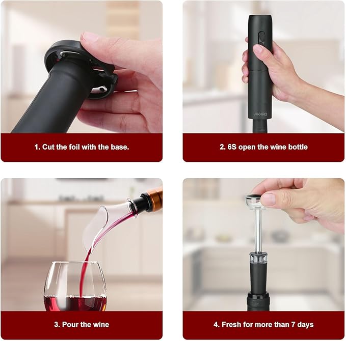 AIKARO - Electric Wine Bottle Opener Automatic Corkscrew, Rechargeable (Set A)