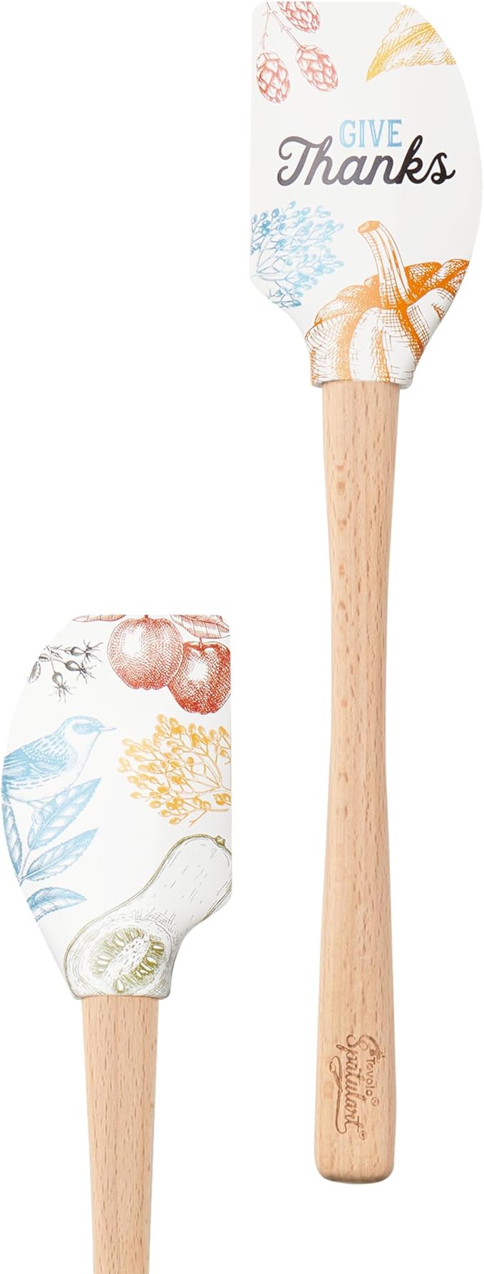Tovolo Spatulart ‘Give Thanks’ Thanksgiving Silicone Spatula with Wood Handle – BPA Free, Heat-Resistant, Ideal for Baking, Mixing & Meal Prep