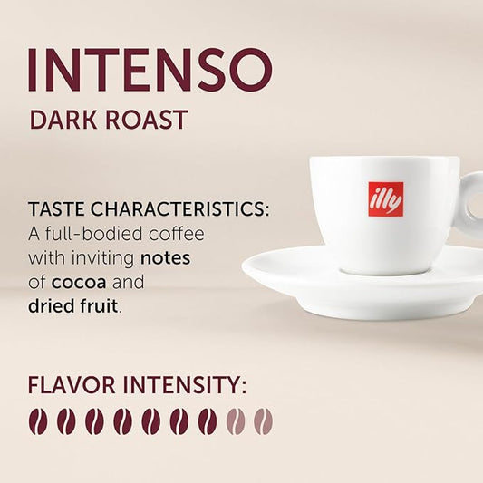 illy Ground Coffee Moka - 100% Arabica Flavored Coffee Ground - Rich Aromatic Coffee Grounds Profile – Intenso Dark Roast – Warm Notes of Cocoa & Dried Fruit - No Preservatives – 8.8 Ounce