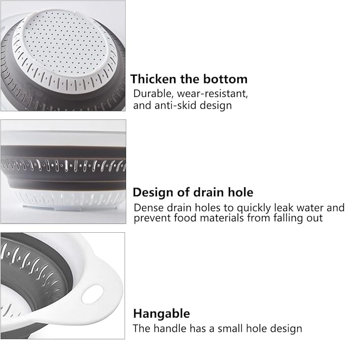 Collapsible Colander and Strainer,Silicone Strainer Colanders & Food Strainers,for Vegetable and Fruit, Kitchen Essentials