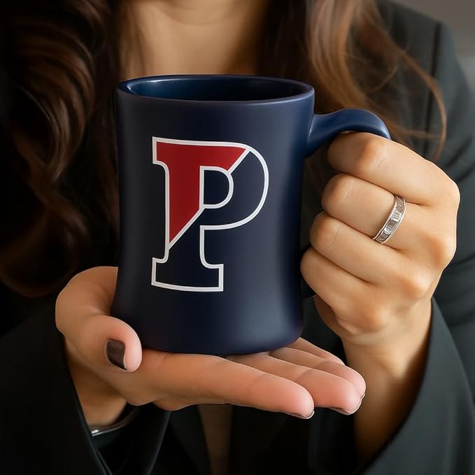 University of Pennsylvania Quakers Ceramic 16oz Sculpted Mug – Official Team Logo Coffee Cup – Handwash Recommended – Individually Boxed