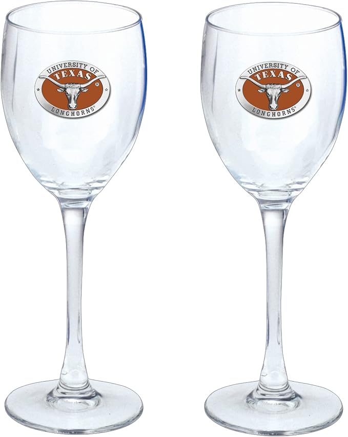 Heritage Pewter Texas Longhorns Glass Goblets β Set of 2 | 12 OZ Goblet Wine Glasses | Expertly Crafted Pewter Glass