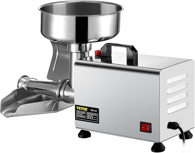VBENLEM 110V Electric Tomato Strainer 370W Commercial Grade Tomato Milling Machine Stainless Steel Tomato Press and Strainer 90-160 Kg/H Pure Copper Motor Food Strainer and Sauce Maker