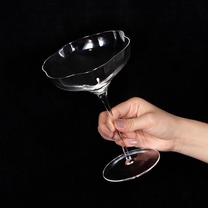 KAMMAK Martini Glasses Set of 2, 9.47 oz Clear Crystal Cocktail Glasses with Stem, Reusable Cocktail Glassware for Wedding Birthday Party, Bar, Margarita, Whiskey, Gin, Tequila, Flower Ice Cream