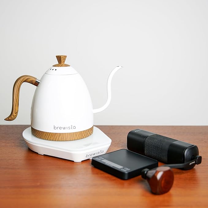 Brewista Artisan Electric Gooseneck Kettle, Water Boiler with LCD Panel, Precise Temperature Control, Fast Boiling and Keep Warm Settings for Pour-Over Coffee & Tea, Café, 1 Liter (Pearl White Base)