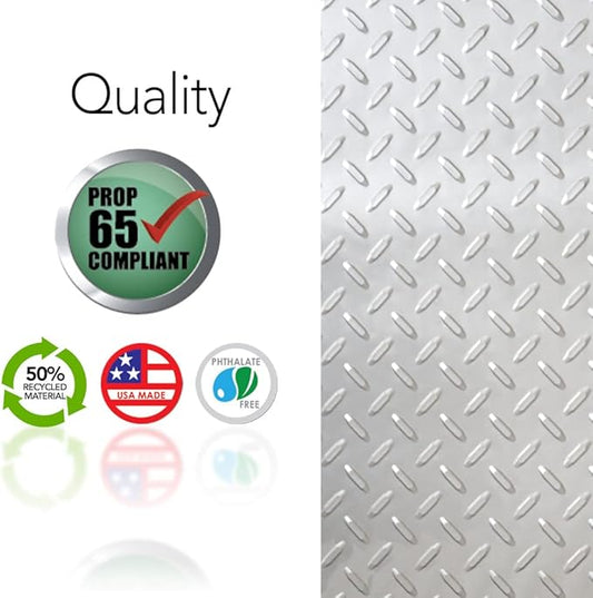 RESILIA - Premium Under The Sink Mat- Large Universal Size, Cut to Fit Cabinets, Shelf & Drawer Liners, Thick Plastic Diamond Plate Surface, 24 x 48 inches, Silver, Made in The USA