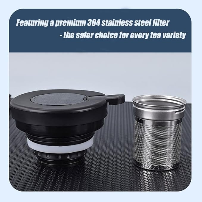 1000ml Smart Temperature Control Vintage Floral Tea Thermos Stainless Steel Insulated Mug with Built-In Filter Double Wall Vacuum Travel Tumbler for Hot Cold Drinks (White Snow Tower)