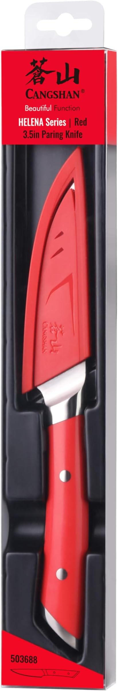Cangshan HELENA Series German Steel Forged 3.5" Paring Knife with Sheath (Red)
