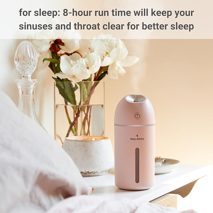 Hey Dewy Wireless, Rechargeable, Self-Care, Skin-Nourishing, Hydrating, Portable Cool Mist Humidifier (Pearl)