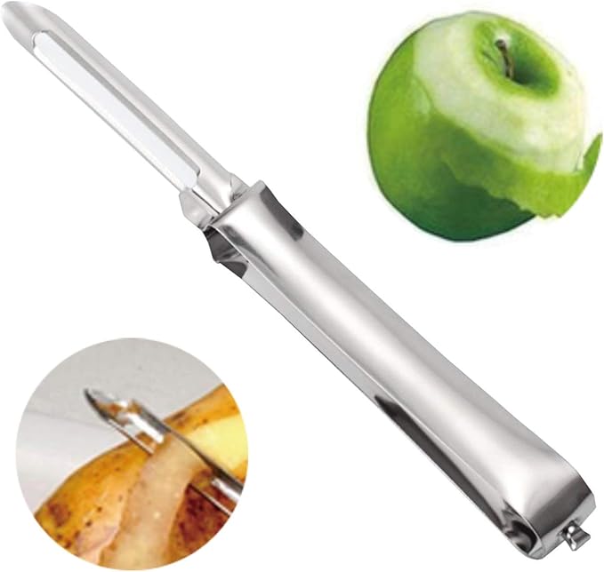 2 Pack Kitchen Vegetable Peeler, Stainless Steel Rotary Peeler for Carrot and Fruit, with Ergonomic and Control Handle-Dishwasher Safety Potato Peelers