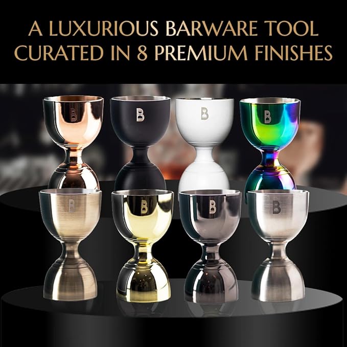 Double Bell Jigger by Bull In China - Premium 100% Copper with 0.25oz to 2oz Measures for Cocktails, Bars & Bartenders