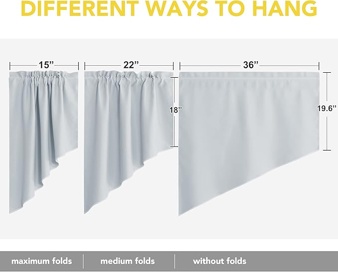 NICETOWN Curtain Tier and Swag Set, Privacy Room Darkening Curtains Window Treatment Drapes Farmhouse Small Window Tiers Panels for Bedroom/Kitchen/Garden, 36 x 45-inch Each, 2 Pcs, Greyish White