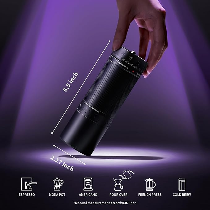 MAVO Manual Coffee Grinder, Phantox Pro Burr Coffee Grinder, Professional 45mm Stainless Steel Grinding Core, Capacity 30g, 120 Clicks Adjustment, Hand Coffee Grinder for Espresso, Pour Over, Silver