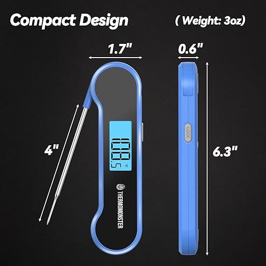0.5 Sec Instant Read Meat Thermometer Digital with ±0.5℉ Precision, Food Thermometer for Cooking Kitchen Gadgets, Oven Grill Candy BBQ Essentials Accessories, Gifts for Him Dad Men Birthday, Blue