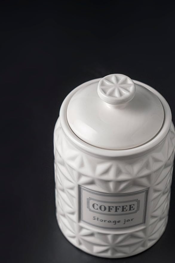 Azure Starfield Ceramic Canisters Sets For The Kitchen Canisters For Countertop Set of 3 Airtight Coffee Canisters For Ground Coffee Sugar Container Tea Storage Jars With Lids Farmhouse Decor