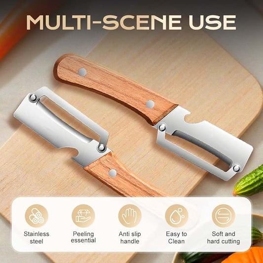 Multi Functional Vegetable Peeler for Kitchen, Ultra Sharp Stainless Steel Veggie, Fruit, Carrot, Orange & Potato Peeler with Ergonomic Handle, Julienne Peeler & Bottle Opener, Fruit Peeler (1pc)