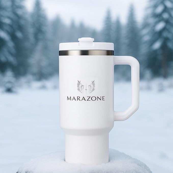 40 oz Tumbler with Straw and Leakproof Lid for Hot and Cold Drinks - Stainless Steel Travel Mug Fits Cup Holder, Reusable Water Bottle with accessories, Gift for Women and Men - Pure white