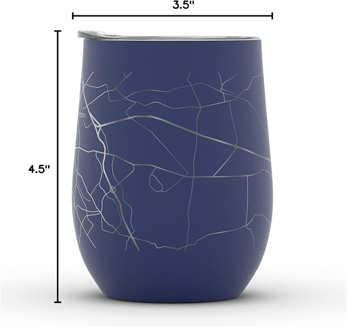 Well Told Engraved Lexington Kentucky Map Insulated Wine Tumbler, Etched Stainless Steel Cup (12 oz, Midnight Blue) City Map Insulated Tumbler, Custom Insulated Tumbler, Outdoor Drinkware